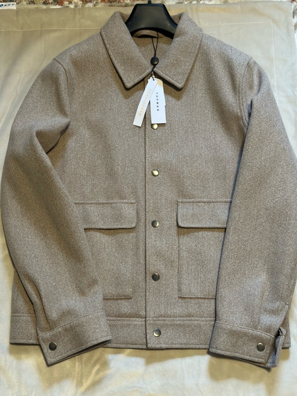 Topman Taupe Snap-Front Shirt Jacket